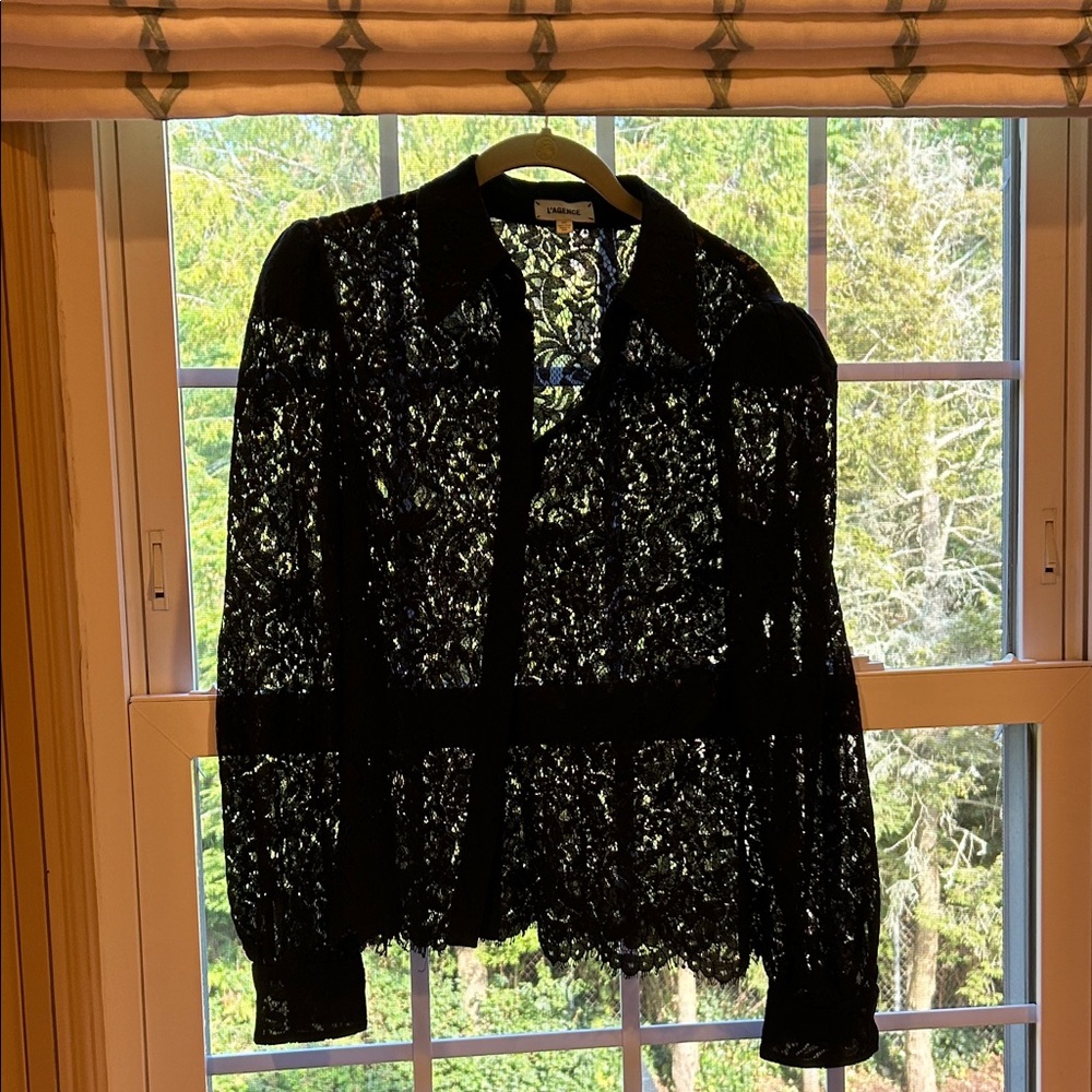 L'AGENCE Black Lace Top